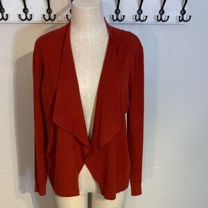 Milano Essentials Rust Open Front Sweater with fun button detail NWT size Small